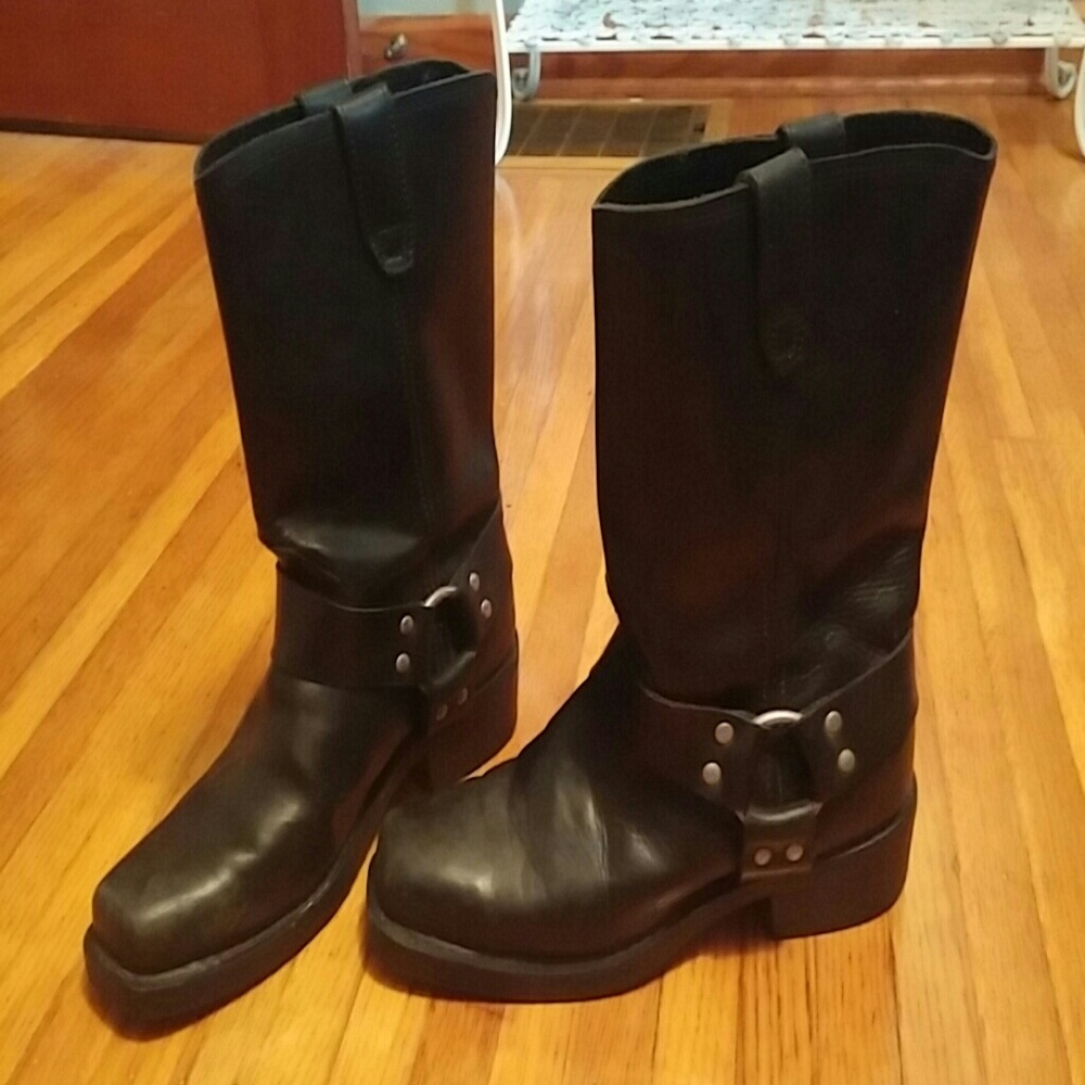Classic Black Women's Moto Harness Boots